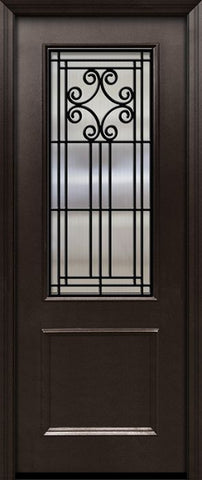 WDMA 32x96 Door (2ft8in by 8ft) Exterior 96in ThermaPlus Steel Novara 1 Panel 2/3 Lite GBG Door 1