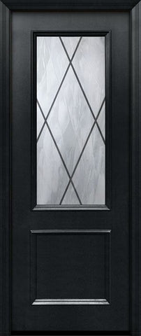 WDMA 32x96 Door (2ft8in by 8ft) Exterior 96in ThermaPlus Steel Sandringham 1 Panel 2/3 Lite Door 1