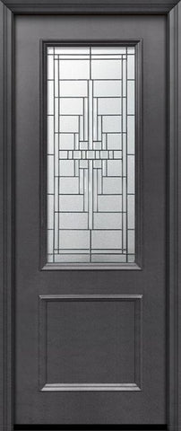 WDMA 32x96 Door (2ft8in by 8ft) Exterior 96in ThermaPlus Steel Remington 1 Panel 2/3 Lite Door 1