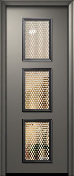 WDMA 32x96 Door (2ft8in by 8ft) Exterior 96in ThermaPlus Steel Newport Contemporary Door w/Metal Grid / Clear Glass 1