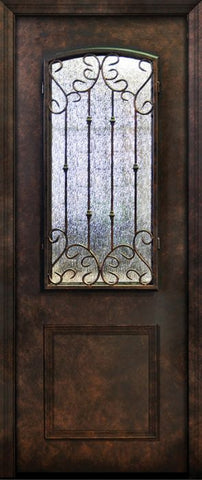 WDMA 32x96 Door (2ft8in by 8ft) Exterior 96in ThermaPlus Steel Valencia 1 Panel 2/3 Arch Lite Door 1
