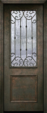 WDMA 32x96 Door (2ft8in by 8ft) Exterior 96in ThermaPlus Steel Valencia 1 Panel 2/3 Lite Door 1