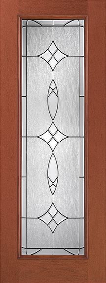 WDMA 32x96 Door (2ft8in by 8ft) Exterior Mahogany Fiberglass Impact Door 8ft Full Lite With Stile Lines Blackstone 1