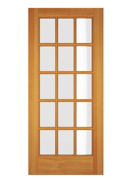 WDMA 34x78 Door (2ft10in by 6ft6in) Exterior Swing Hickory Wood Full Lite 15 Lite Single Door 1