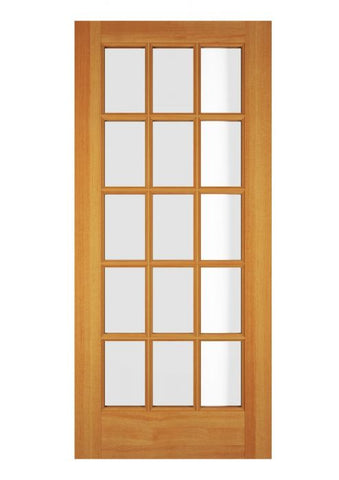 WDMA 34x78 Door (2ft10in by 6ft6in) Exterior Swing Hickory Wood Full Lite 15 Lite Single Door 1