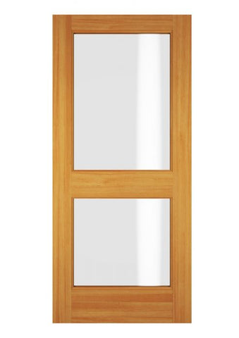 WDMA 34x78 Door (2ft10in by 6ft6in) Exterior Swing Pine Wood 2 Lite Single Door 1