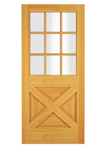 WDMA 34x78 Door (2ft10in by 6ft6in) Exterior Swing Cypress Wood 1/2 Lite 9 Lite Rustic Crossbuk Single Door 1