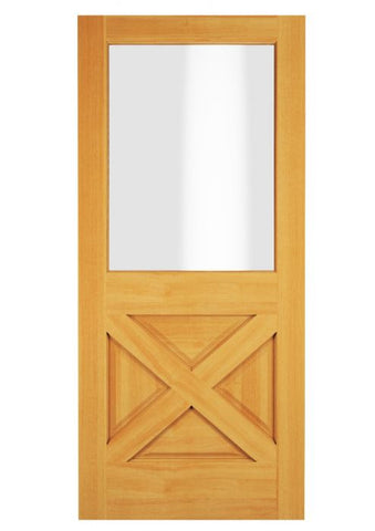 WDMA 34x78 Door (2ft10in by 6ft6in) Exterior Swing Pine Wood 1/2 Lite Rustic Crossbuk Single Door 1