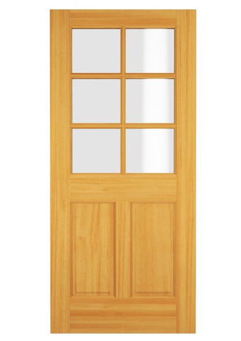WDMA 34x78 Door (2ft10in by 6ft6in) Exterior Swing Hickory Wood 1/2 Lite 6 Lite Single Door 1
