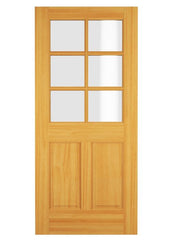 WDMA 34x78 Door (2ft10in by 6ft6in) Exterior Swing Hickory Wood 1/2 Lite 6 Lite Single Door 1