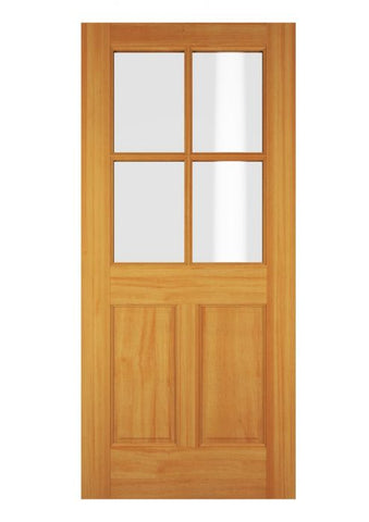 WDMA 34x78 Door (2ft10in by 6ft6in) Exterior Swing Alder Wood 1/2 Lite 4 Lite Single Door 1