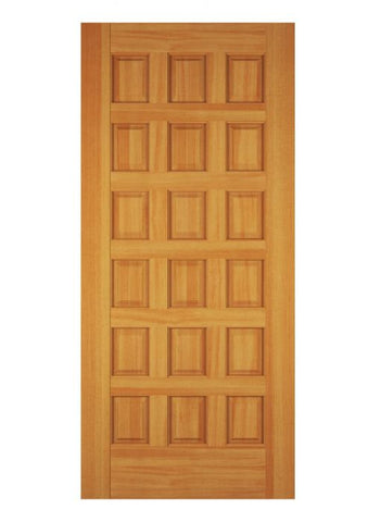 WDMA 34x78 Door (2ft10in by 6ft6in) Exterior Swing Mahogany Sapele Wood 18 Panel Rustic Single Door 1