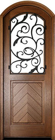 WDMA 34x78 Door (2ft10in by 6ft6in) Exterior Mahogany Manchester Impact Single Door/Arch Top w Iron #3 1