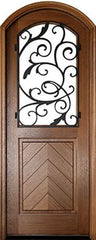 WDMA 34x78 Door (2ft10in by 6ft6in) Exterior Mahogany Manchester Impact Single Door/Arch Top w Iron #3 1
