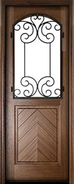 WDMA 34x78 Door (2ft10in by 6ft6in) Exterior Mahogany Manchester Impact Single Door w Iron #2 1