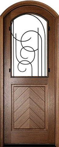 WDMA 34x78 Door (2ft10in by 6ft6in) Exterior Mahogany Manchester Impact Single Door/Arch Top w Iron #1 1