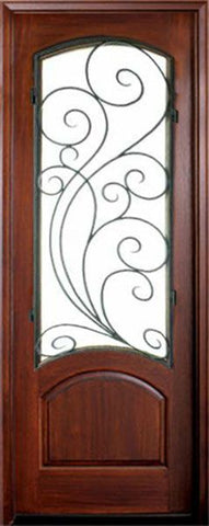 WDMA 34x78 Door (2ft10in by 6ft6in) Exterior Mahogany Aberdeen Impact Single Door w Redwood Iron 1