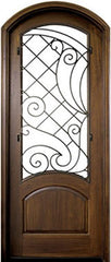 WDMA 34x78 Door (2ft10in by 6ft6in) Exterior Mahogany Aberdeen Impact Single Door/Arch Top w Iron #1 Right 1