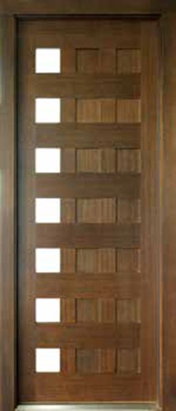 WDMA 34x78 Door (2ft10in by 6ft6in) Exterior Mahogany Milan 14 Panel 7 Lite Impact Single Door Right 1