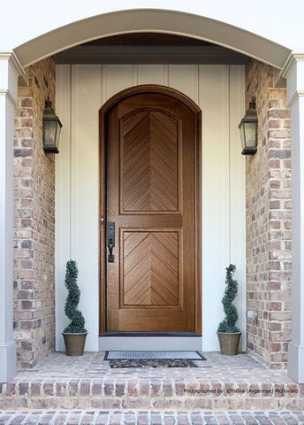 WDMA 34x78 Door (2ft10in by 6ft6in) Exterior Mahogany Manchester Solid Panel Arched Impact Single Door/Arch Top 2