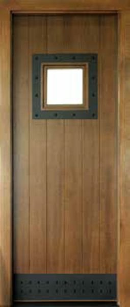 WDMA 34x78 Door (2ft10in by 6ft6in) Exterior Mahogany Aspen Single Door w/ Speakeasy Iron 1