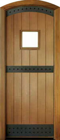 WDMA 34x78 Door (2ft10in by 6ft6in) Exterior Mahogany Aspen 3 Strap Single Door/Arch Top 1
