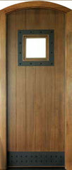 WDMA 34x78 Door (2ft10in by 6ft6in) Exterior Mahogany Aspen Single Door/Arch Top w/ Speakeasy Iron 1