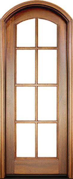 WDMA 34x78 Door (2ft10in by 6ft6in) French Mahogany Full View SDL 8 Lite Impact Single Door/Arch Top 1-3/4 Thick 1