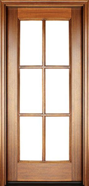 WDMA 34x78 Door (2ft10in by 6ft6in) Patio Mahogany Full View SDL 6 Lite Impact Single Door 1-3/4 Thick 1