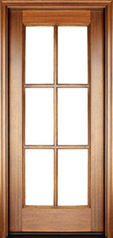 WDMA 34x78 Door (2ft10in by 6ft6in) Patio Mahogany Full View SDL 6 Lite Impact Single Door 1-3/4 Thick 1