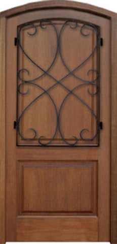 WDMA 34x78 Door (2ft10in by 6ft6in) Exterior Mahogany Inglewood Hendersonville Solid Panel Single Door/Arch Top 1