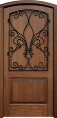 WDMA 34x78 Door (2ft10in by 6ft6in) Exterior Mahogany Metaire Hendersonville Solid Panel Single Door/Arch Top 1