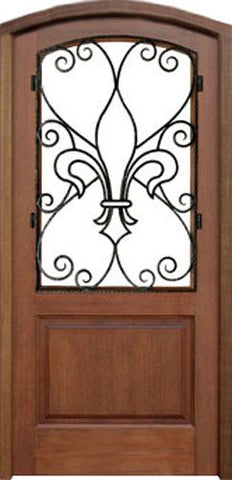 WDMA 34x78 Door (2ft10in by 6ft6in) Exterior Mahogany Metaire Hendersonville Single Door/Arch Top 1