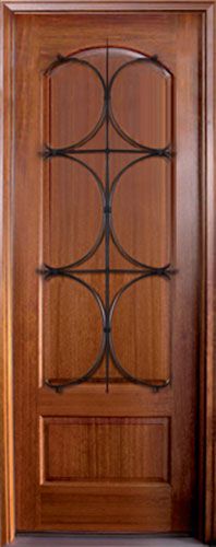 WDMA 34x78 Door (2ft10in by 6ft6in) Exterior Mahogany Tiffany Solid Panel Single Door w Lancaster Iron 1