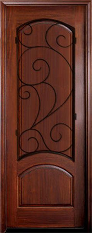 WDMA 34x78 Door (2ft10in by 6ft6in) Exterior Mahogany Aberdeen Solid Panel Single w Burlwood Iron 1