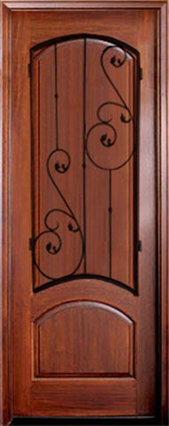 WDMA 34x78 Door (2ft10in by 6ft6in) Exterior Mahogany Aberdeen Solid Panel Single w Tanglewood Iron 1