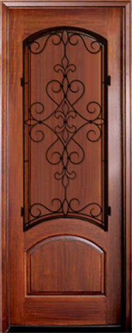 WDMA 34x78 Door (2ft10in by 6ft6in) Exterior Mahogany Aberdeen Solid Panel Single w Gilford Iron 1