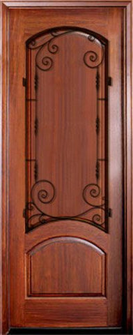 WDMA 34x78 Door (2ft10in by 6ft6in) Exterior Mahogany Aberdeen Solid Panel Single w Boneau Iron 1
