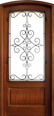 WDMA 34x78 Door (2ft10in by 6ft6in) Exterior Mahogany Gilford Single/Arch Top Trinity 1