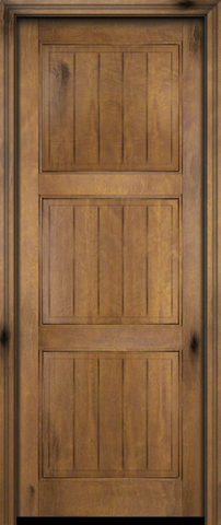 WDMA 34x78 Door (2ft10in by 6ft6in) Exterior Barn Mahogany 3 Panel V-Grooved Plank Rustic-Old World or Interior Single Door 1