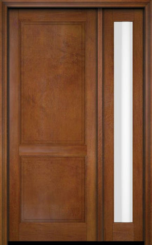 WDMA 34x78 Door (2ft10in by 6ft6in) Exterior Swing Mahogany 2 Raised Panel Solid Single Entry Door Sidelight 4
