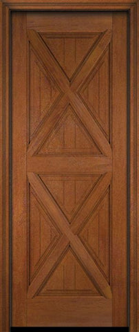 WDMA 34x78 Door (2ft10in by 6ft6in) Exterior Barn Mahogany 2 Crossbuck Panel Entry Door 5