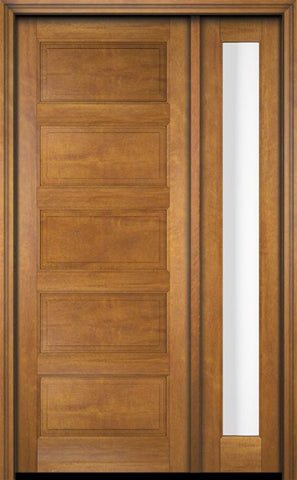 WDMA 34x78 Door (2ft10in by 6ft6in) Exterior Swing Mahogany 5 Raised Panel Solid Single Entry Door Sidelight 1
