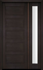 WDMA 34x78 Door (2ft10in by 6ft6in) Exterior Swing Mahogany 5 Raised Panel Solid Single Entry Door Sidelight 2