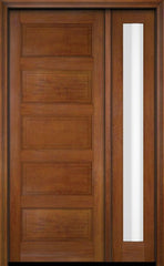 WDMA 34x78 Door (2ft10in by 6ft6in) Exterior Swing Mahogany 5 Raised Panel Solid Single Entry Door Sidelight 4