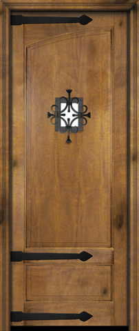 WDMA 34x78 Door (2ft10in by 6ft6in) Interior Swing Mahogany Rustic 2 Panel Exterior or Single Door with Speakeasy / Straps 1