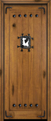 WDMA 34x78 Door (2ft10in by 6ft6in) Interior Swing Mahogany 1 Panel V-Grooved Plank Rustic-Old World Exterior or Single Door with Speakeasy Corner Straps and Clavos 1