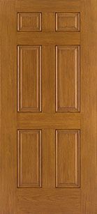 WDMA 34x80 Door (2ft10in by 6ft8in) Exterior Oak Fiberglass Impact Door 6ft8in 6 Panel 1