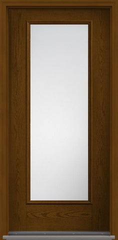 WDMA 34x80 Door (2ft10in by 6ft8in) Exterior Oak Clear Full Lite W/ Stile Lines Fiberglass Single Door 1
