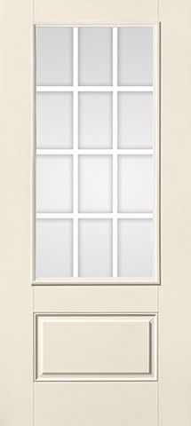 WDMA 34x80 Door (2ft10in by 6ft8in) Patio Smooth GBG Flat Wht Colonial 12 Lite 3/4 Lite 1 Panel Star Single Door 1